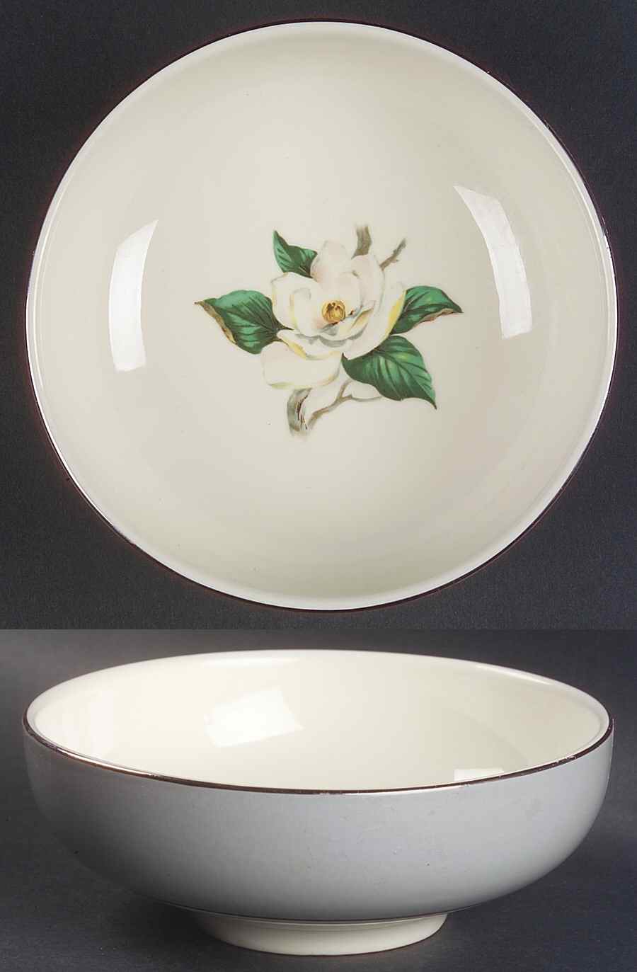 Gray Dawn (White Flower) Coupe Cereal Bowl by Homer Laughlin -1