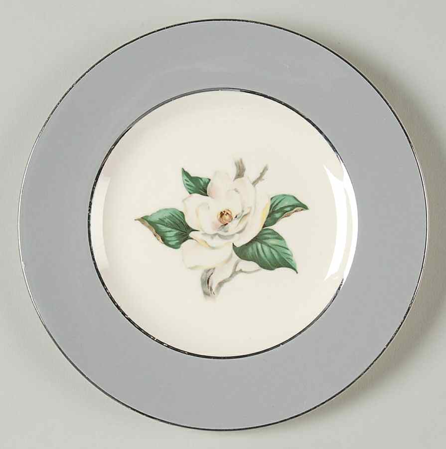 Gray Dawn (White Flower) Bread & Butter Plate by Homer Laughlin -1