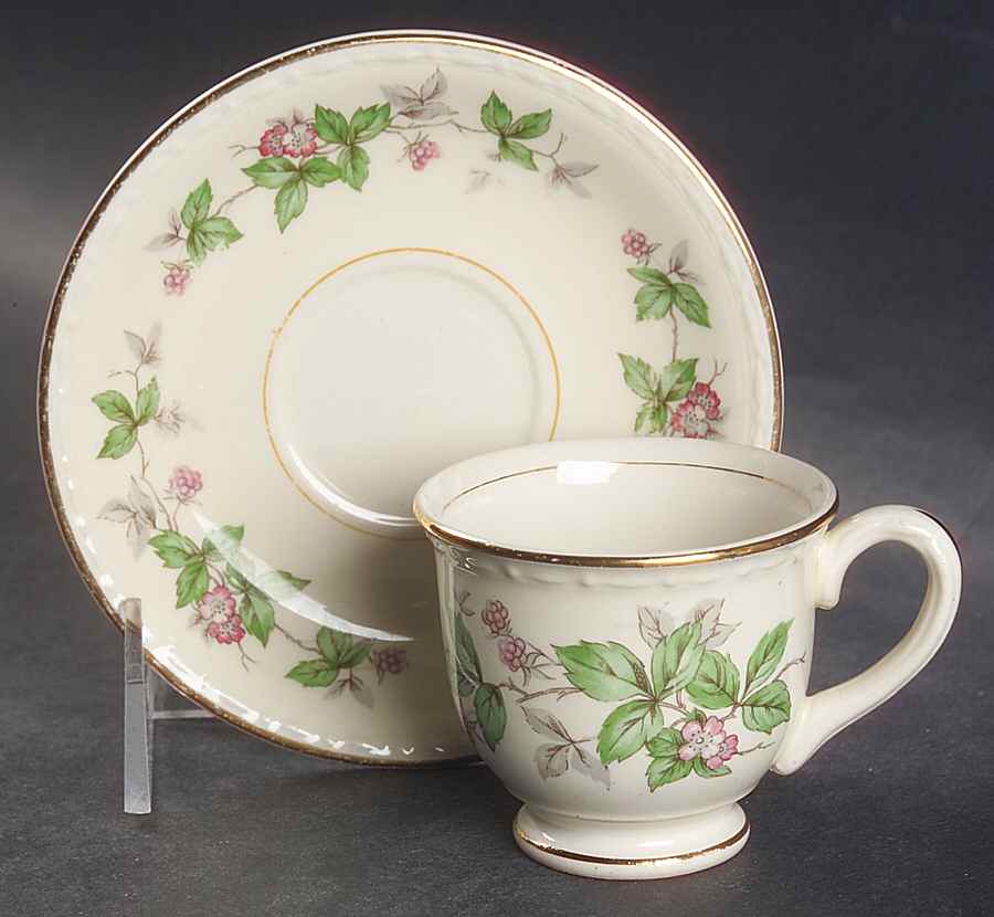 Greenbriar Footed Demitasse Cup & Saucer Set by Homer Laughlin -1