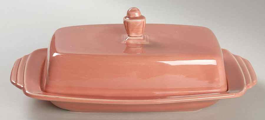 Harlequin Rose Half Pound Covered Butter by Homer Laughlin -1