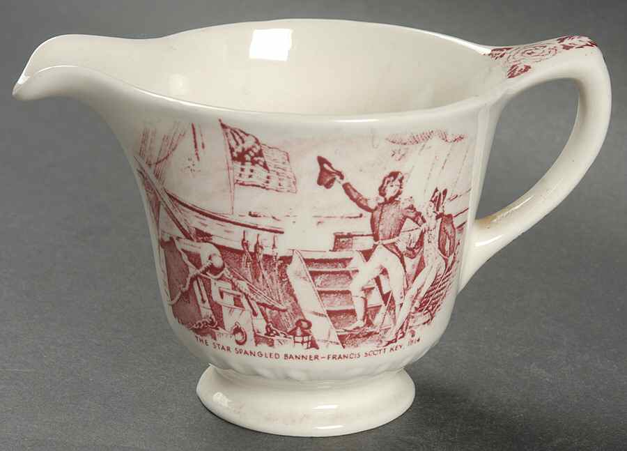 Historical America Red (Scalloped) Creamer by Homer Laughlin -1