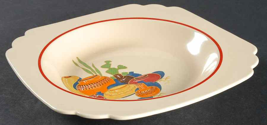Mexicana (Century, Red Band) Rim Soup Bowl by Homer Laughlin -1