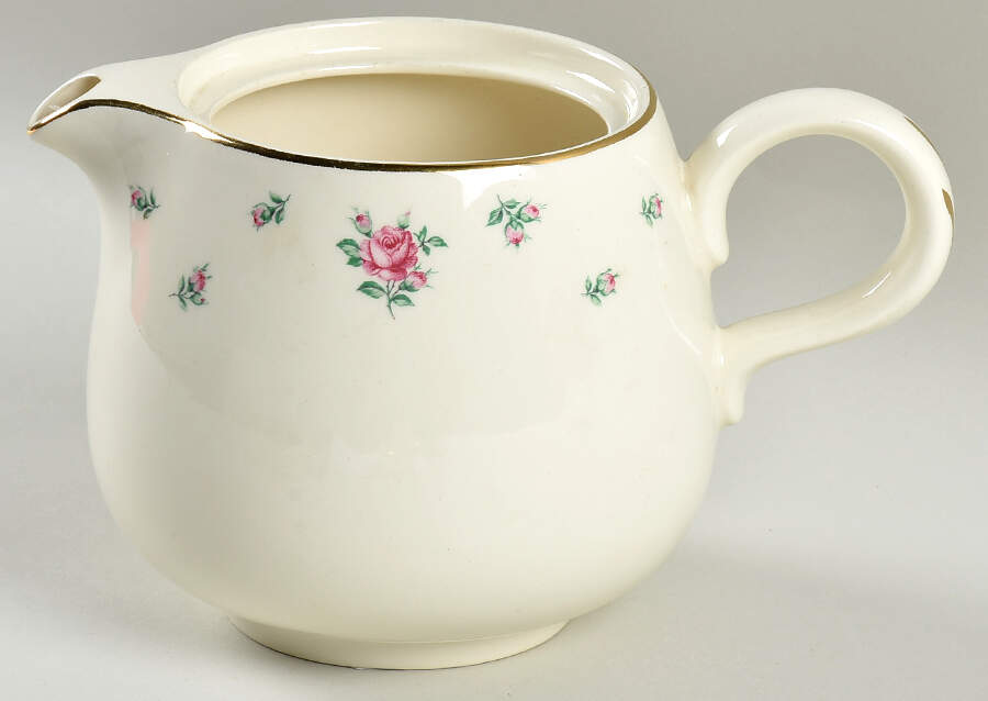 Rambler Rose (Eggshell Georgian, American Vogue) Teapot No Lid by Homer Laughlin -1