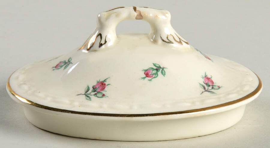 Rambler Rose (Eggshell Georgian, American Vogue) Lid for Sugar Bowl by Homer Laughlin -1
