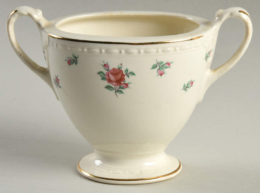 Rambler Rose (Eggshell Georgian, American Vogue) Sugar Bowl No Lid by Homer Laughlin -1