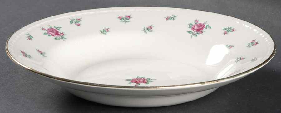 Rambler Rose (Eggshell Georgian, American Vogue) Rim Soup Bowl by Homer Laughlin -1