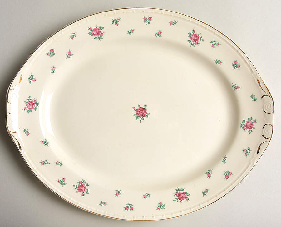 Rambler Rose 13" Oval Serving Platter by Homer Laughlin -1
