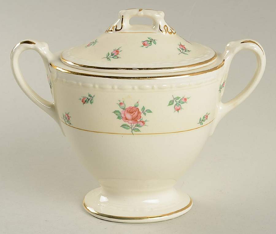 Rambler Rose Sugar Bowl & Lid by Homer Laughlin -1
