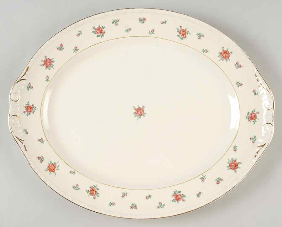 Rambler Rose 15" Oval Serving Platter by Homer Laughlin -1