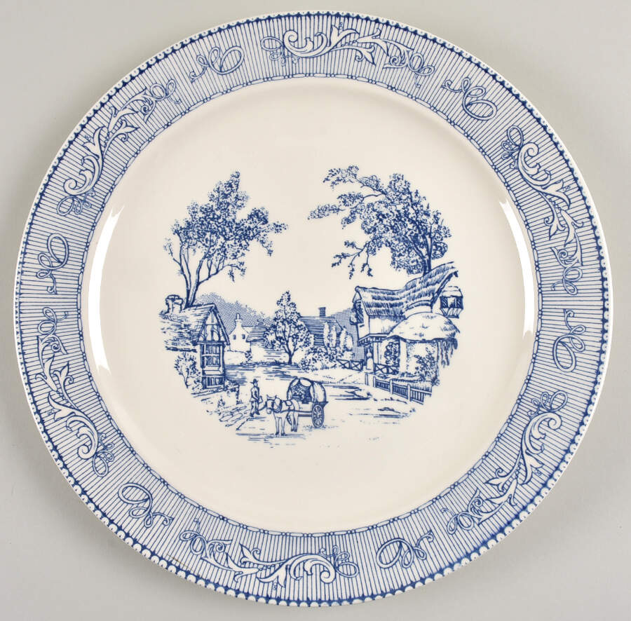 Shakespeare Country Blue (Scrolls) 12" Chop Plate (Round Platter) by Homer Laughlin -1