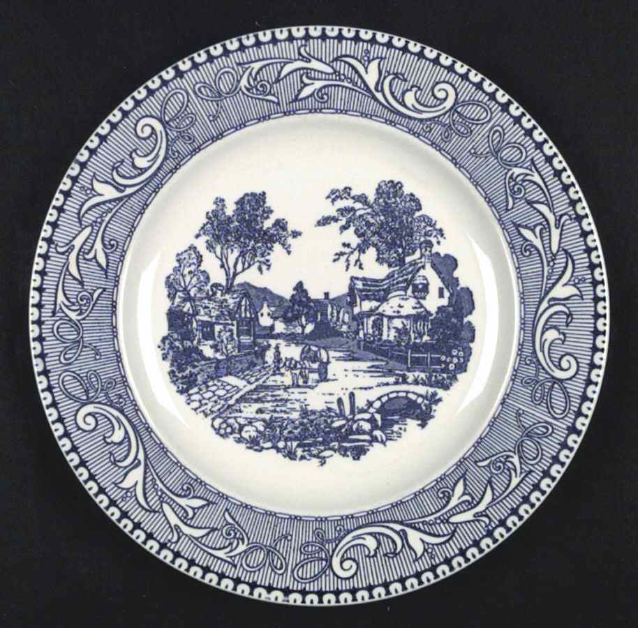 Shakespeare Country Blue (Scrolls) Dinner Plate by Homer Laughlin -1