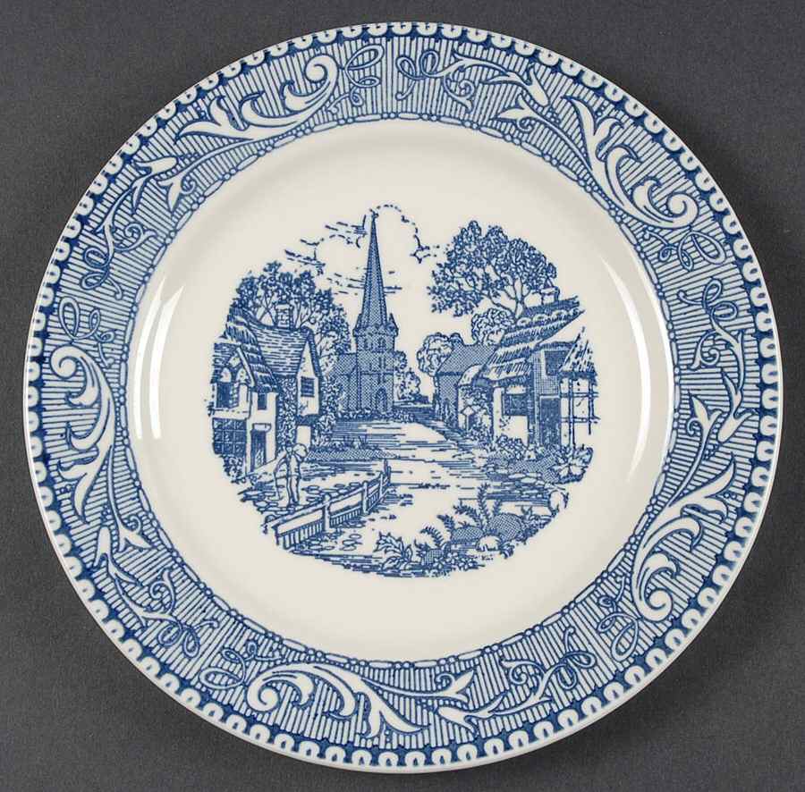 Shakespeare Country Blue (Scrolls) Dessert/Pie Plate by Homer Laughlin -1