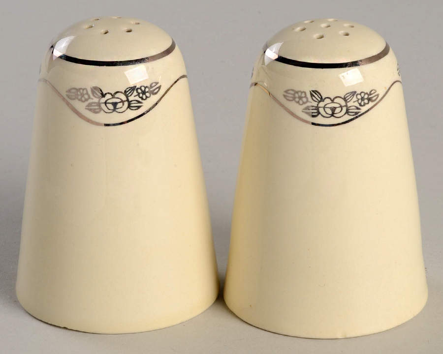Silver Rose Patrician Silver Scroll Salt & Pepper Set by Homer Laughlin -1