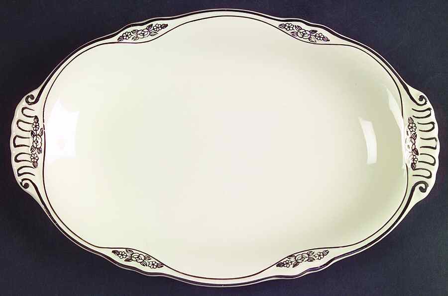 Silver Rose Patrician Silver Scroll Relish/Gravy Underplate by Homer Laughlin -1