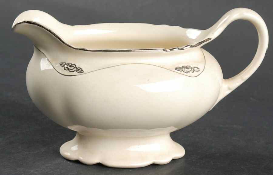 Silver Rose Patrician Silver Scroll Creamer by Homer Laughlin -1