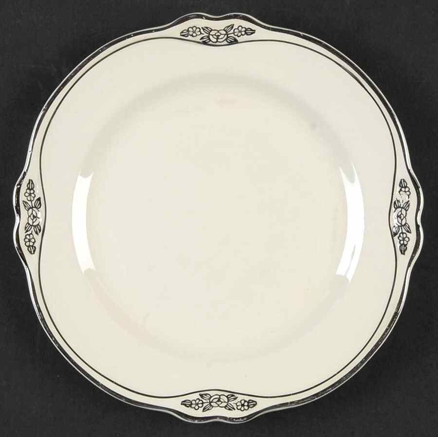 Silver Rose Patrician Silver Scroll Bread & Butter Plate by Homer Laughlin -1