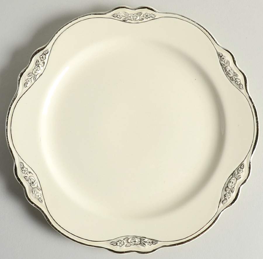 Silver Rose Patrician Silver Scroll Salad Plate by Homer Laughlin -1
