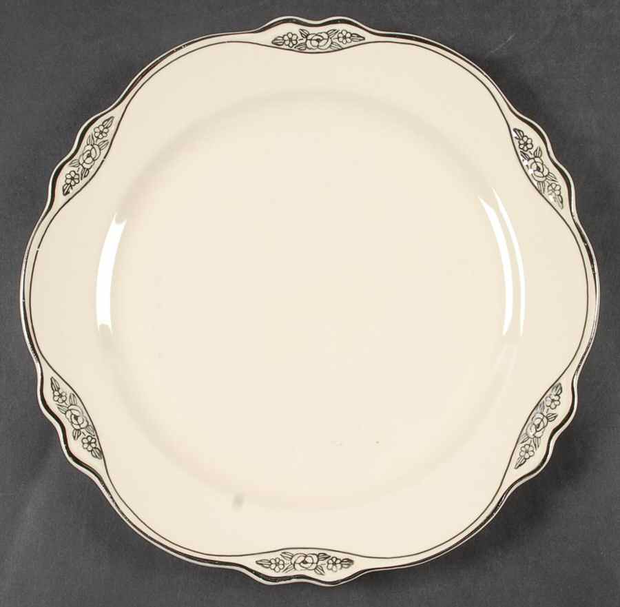 Silver Rose Patrician Silver Scroll Luncheon Plate by Homer Laughlin -1