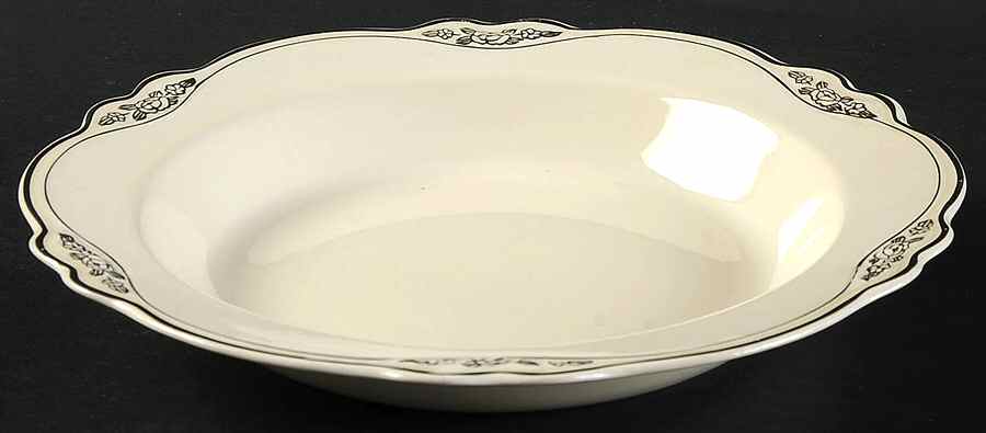 Silver Rose Patrician Silver Scroll Rim Soup Bowl by Homer Laughlin -1