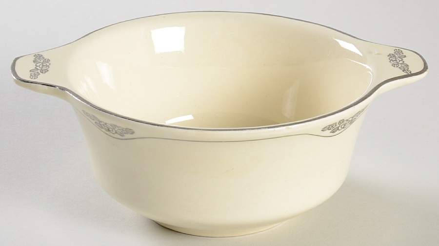 Silver Rose Patrician Silver Scroll Lugged Cereal Bowl by Homer Laughlin -1