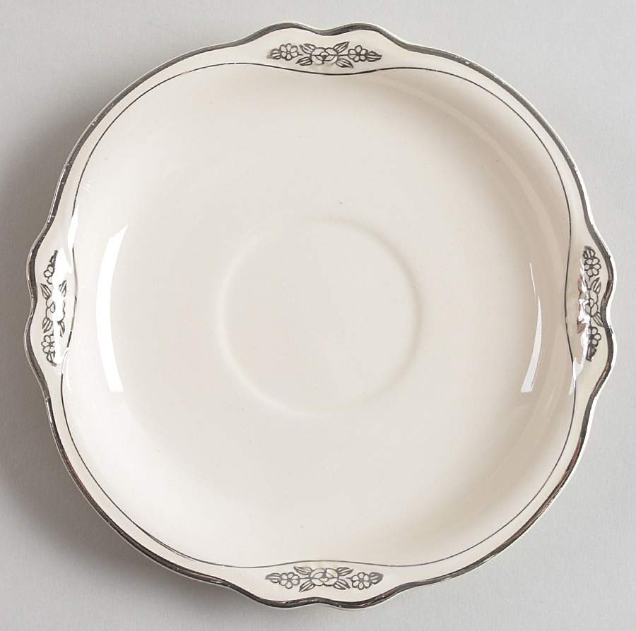 Silver Rose Patrician Silver Scroll Saucer for Flat Cup by Homer Laughlin -1