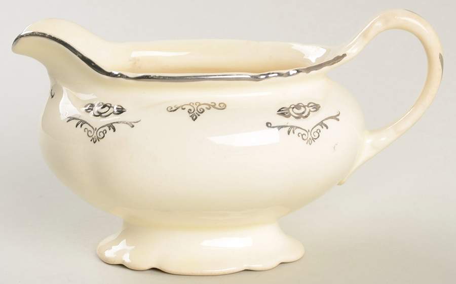Silver Rose Patrician Silver Scroll Creamer by Homer Laughlin -1