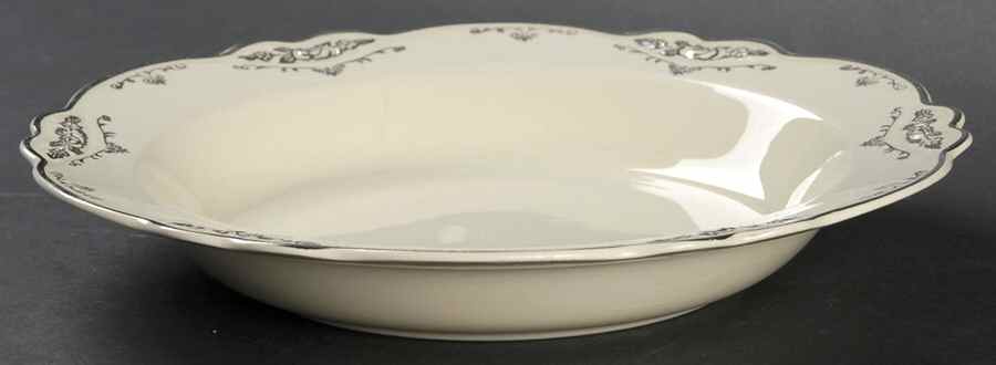 Silver Rose Patrician Silver Scroll Rim Soup Bowl by Homer Laughlin -1