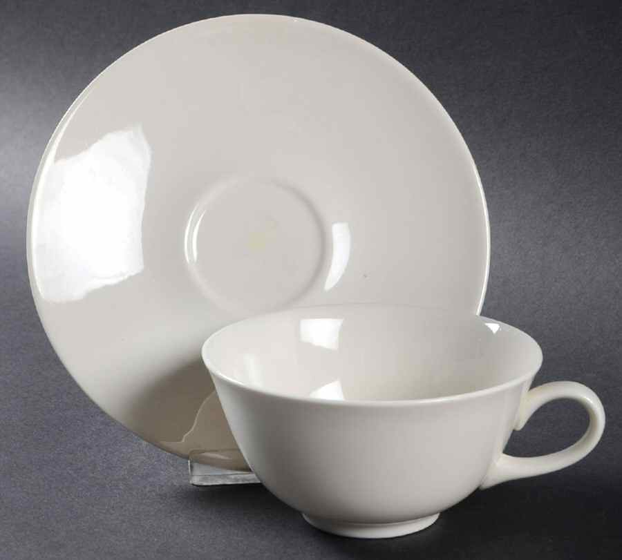 Snow White Flat Cup & Saucer Set by Homer Laughlin -1
