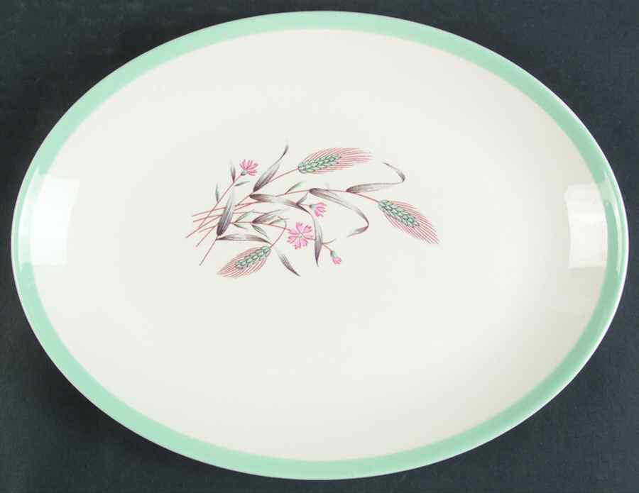 Spring Garden (Band Edge) 11" Oval Serving Platter by Homer Laughlin -1
