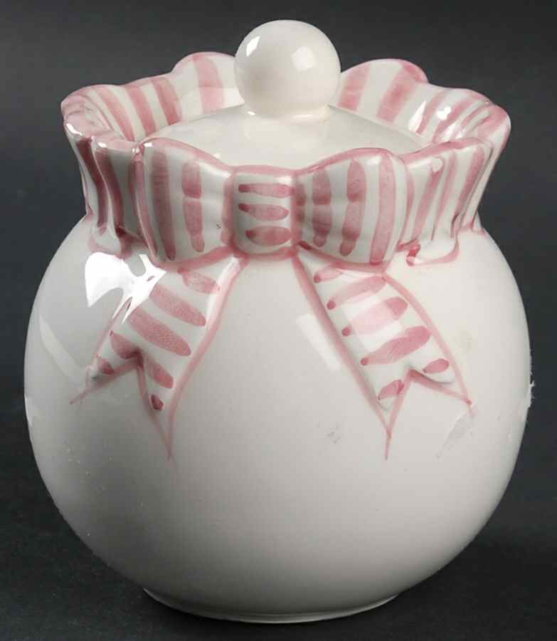 Pink Stripe Sugar Bowl & Lid by Haldon-1