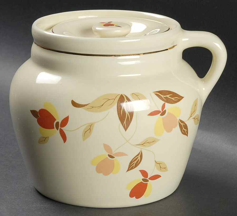Autumn Leaf 2 1/2 Pt 1 Handled Bean Pot & Lid by Hall-1