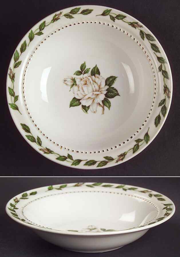 Cameo Rose Rim Fruit/Dessert (Sauce) Bowl by Hall-1