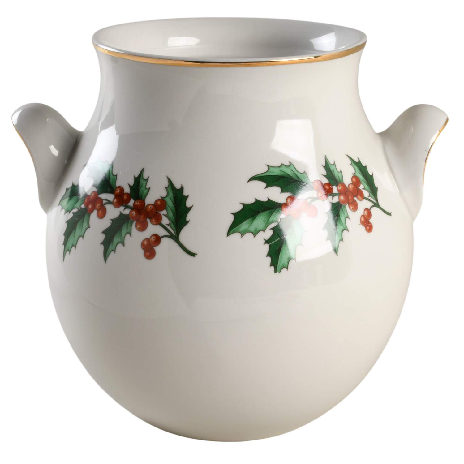 Christmas Tree & Holly Zeisel Style Cookie Jar No Lid by Hall-1