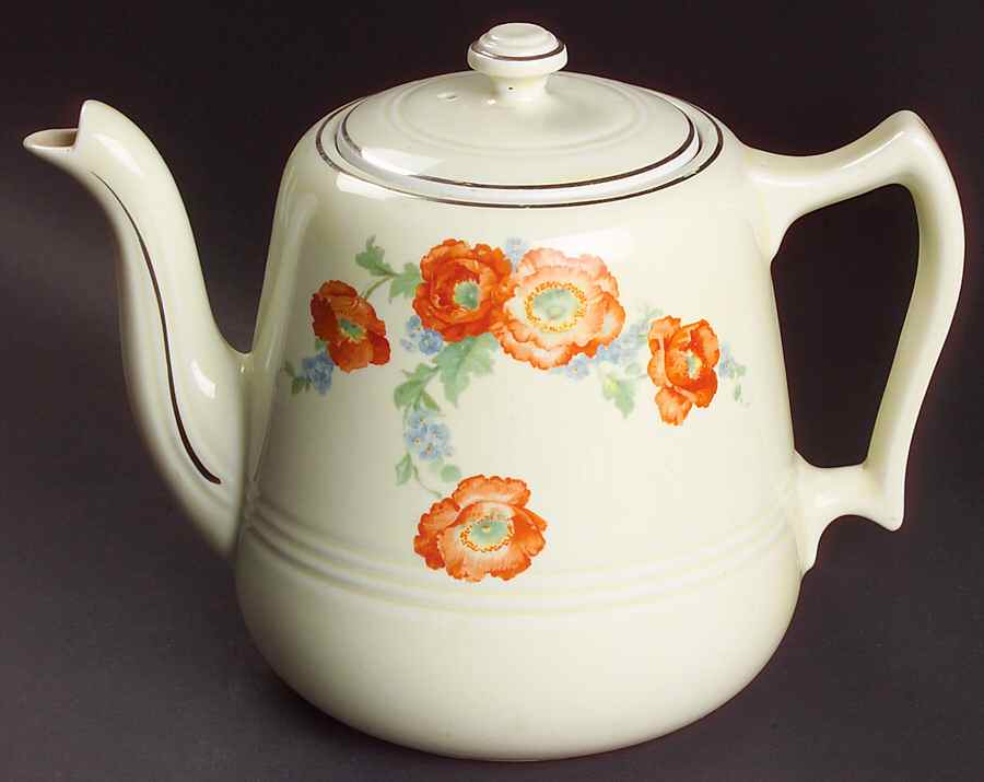 Orange Poppy Great American Coffee Pot & Lid by Hall-1