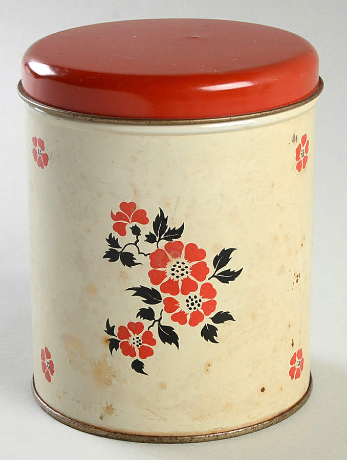 Red Poppy (Platinum Ring) Small Metal Canister & Lid by Hall-1