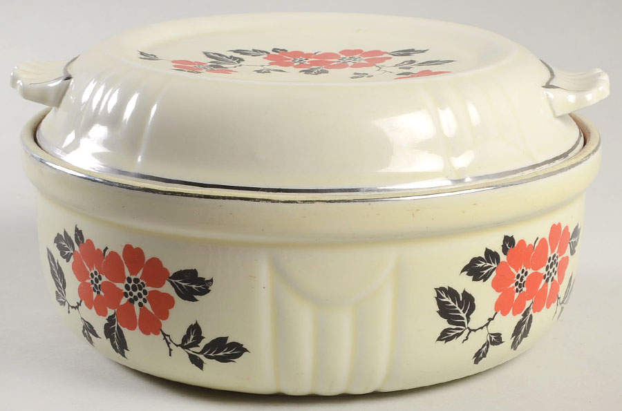 Red Poppy (Platinum Ring) 2 Qt Radiance Covered Casserole by Hall-1