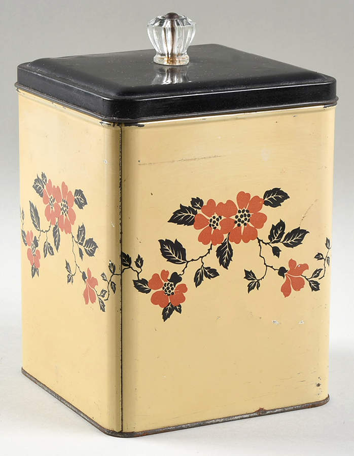 Red Poppy (Platinum Ring) Large Square Metal Canister by Hall-1