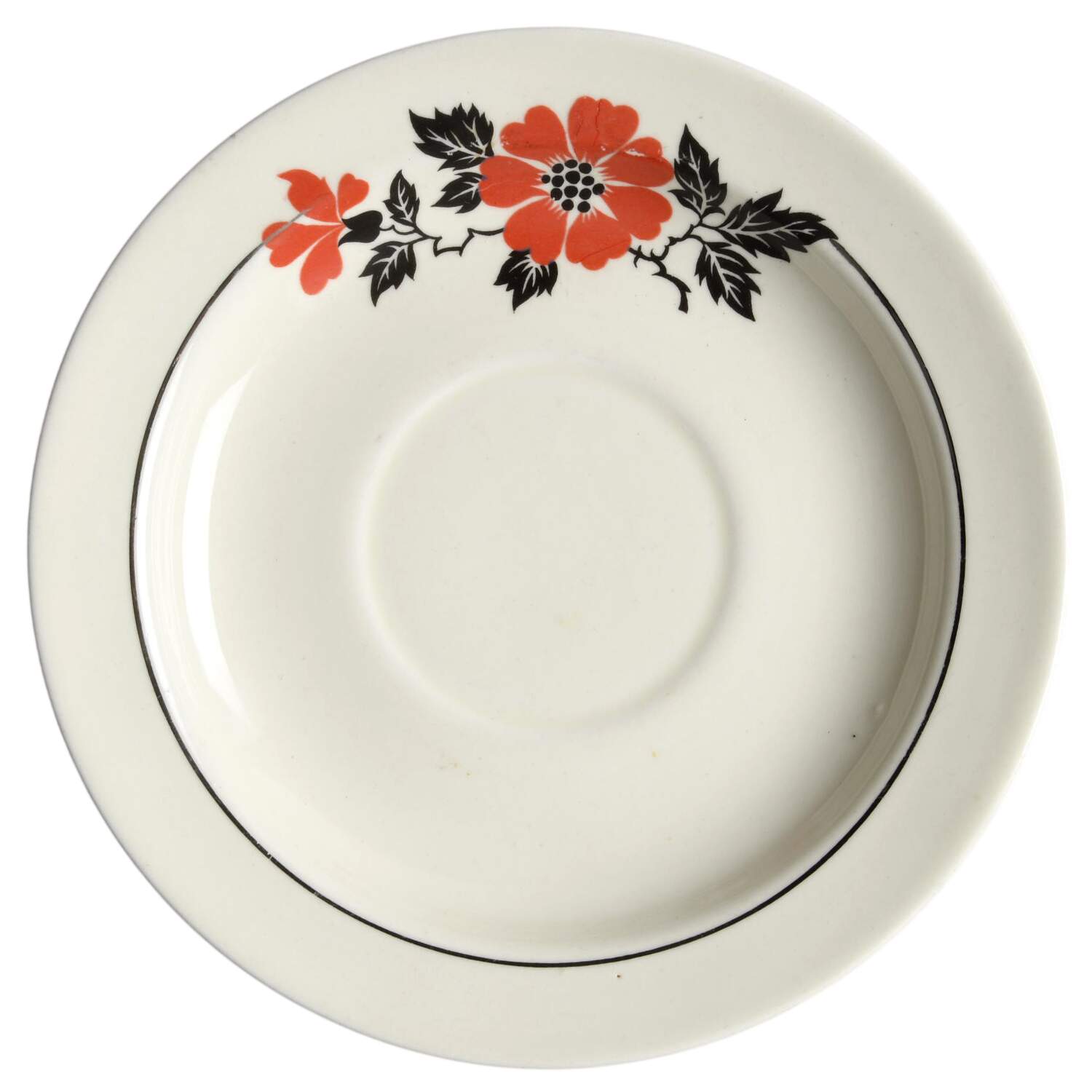 Red Poppy (Platinum Ring) Saucer for Footed Cup by Hall-1