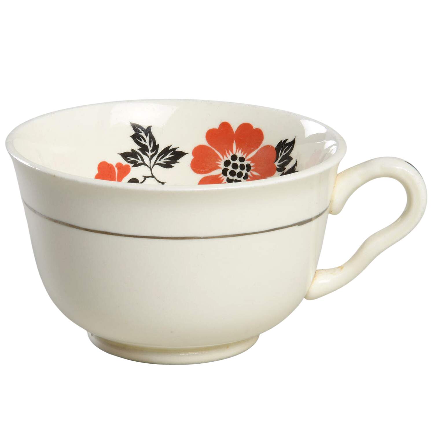 Red Poppy (Platinum Ring) Footed Cup by Hall-1