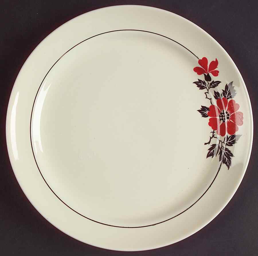 Red Poppy (Platinum Ring) Dessert/Pie Plate by Hall-1