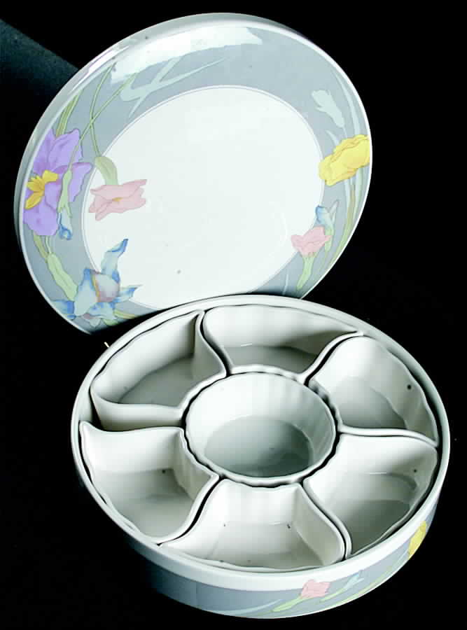 Fantasia 7-Piece Lazy Susan with Ceramic Base and Lid by Hankook-1