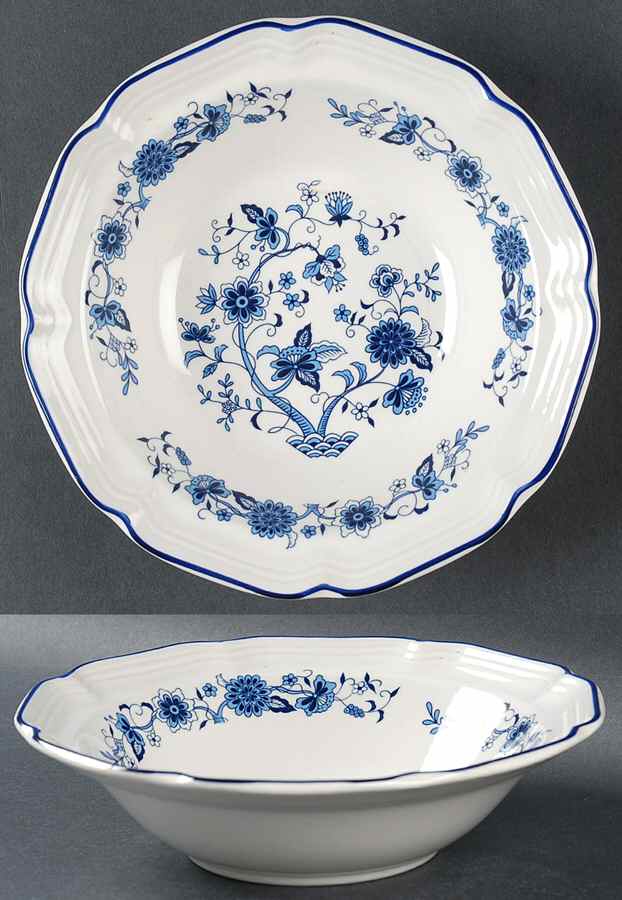 Seine Blue (Scalloped, Blue Trim) Rim Cereal Bowl by Hankook-1
