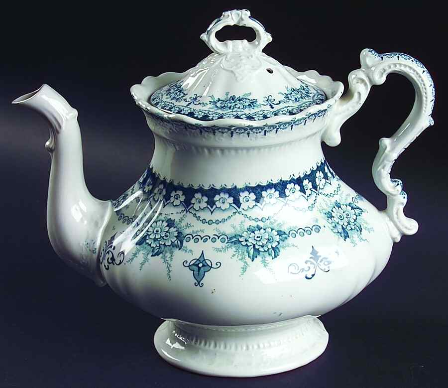 Maltese Blue Green Teapot & Lid by Upper Hanley-1