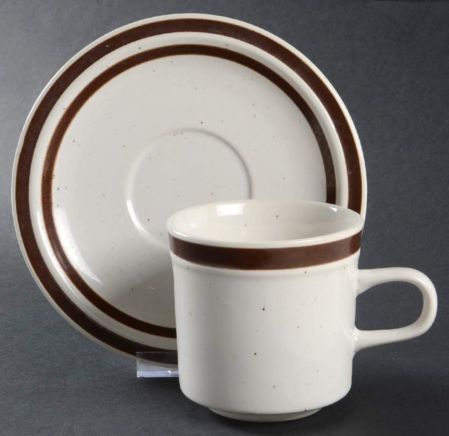 Brown Stone Flat Cup & Saucer Set by Haniwa-1