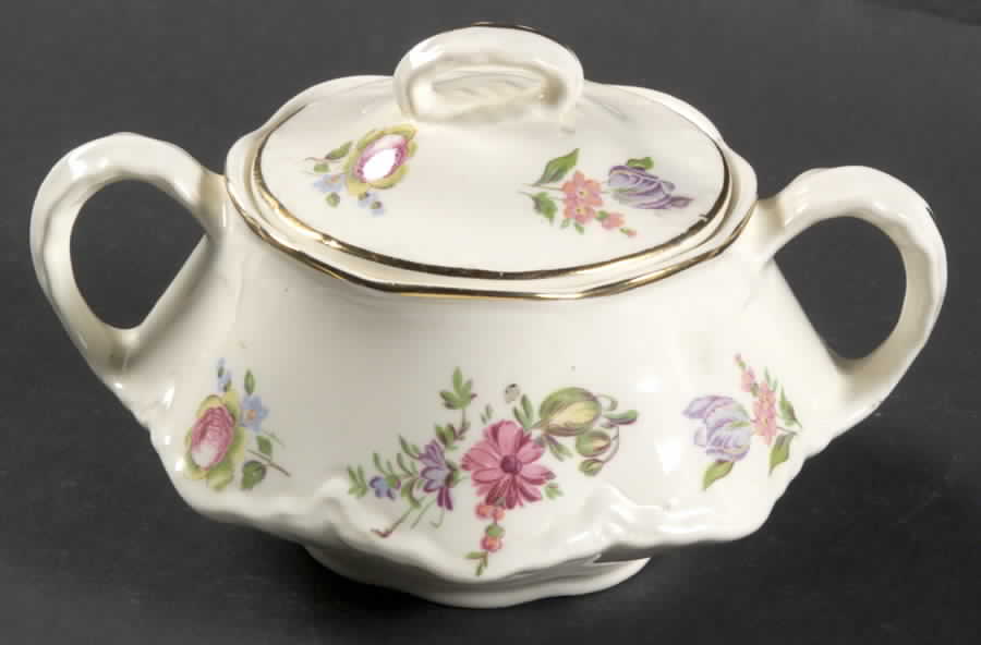 Priscilla Cream (Scalloped) Sugar Bowl & Lid by Household Institute-1