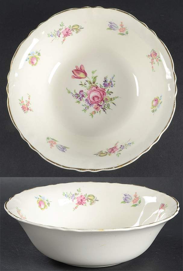 Priscilla Cream (Scalloped) 8" Round Vegetable Bowl by Household Institute-1
