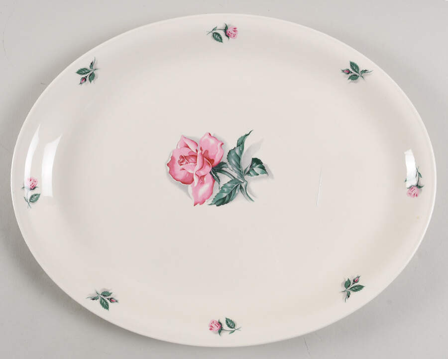 Rhythm Rose 14" Oval Serving Platter by Household Institute-1
