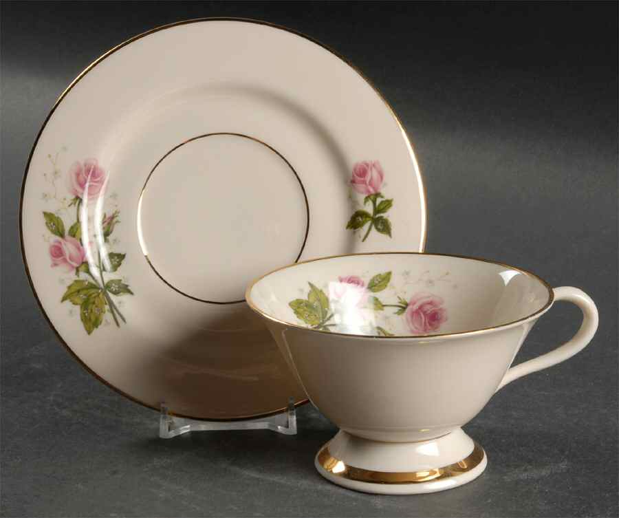 Provincial Rose Footed Cup & Saucer Set by Hom Ec China-1