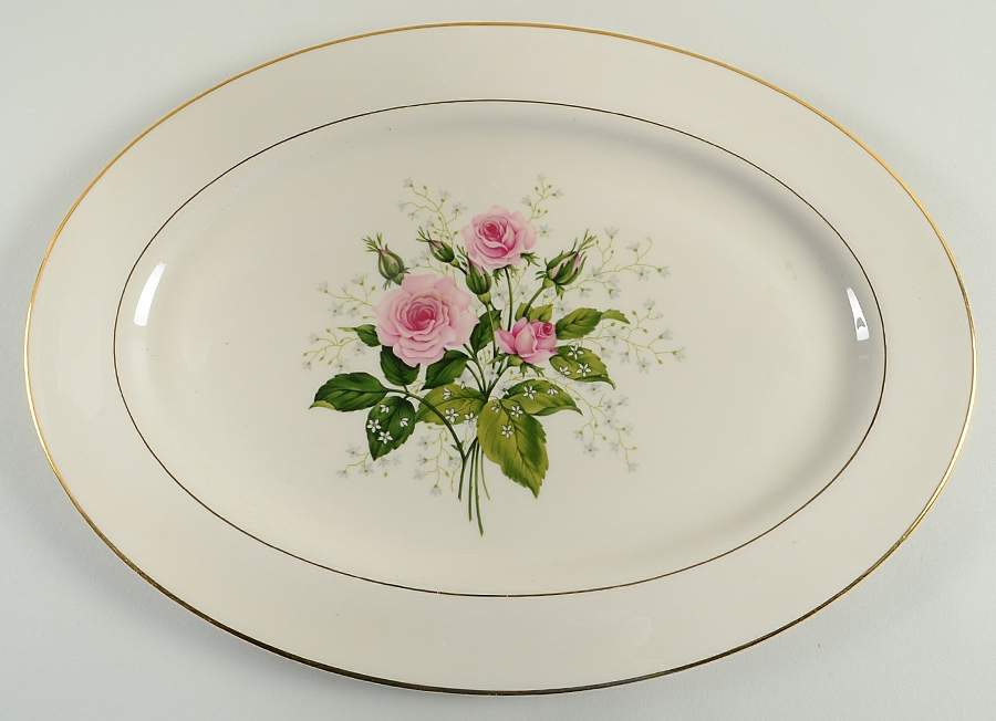 Provincial Rose 15" Oval Serving Platter by Hom Ec China-1