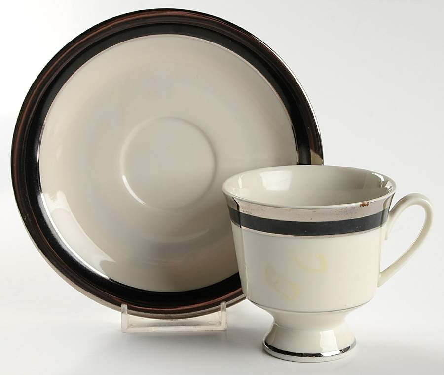 Midnight Halo Flat Cup & Saucer Set by Heirloom Collection-1
